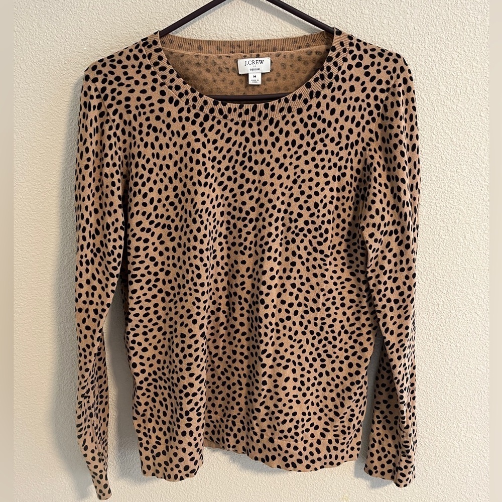 J. Crew Factory teddie leopard dot sweater size medium